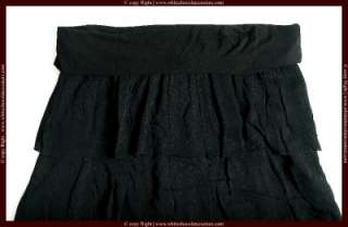 NEW $128 Chipie Women Black Ruffle Laced Skirt L  
