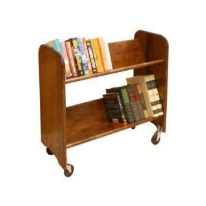  Wood Book Cart   2 Tilted Shelves in Walnut