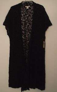 NWT Coldwater Creek Short Sleeved Open Front Crochet Duster  