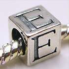 1pcs Sterling Silver Letter E Alphabet Cube Bead Fit European 