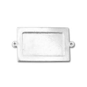  Silver Plated Pewter Raised Link Pendant Rectangle Arts 