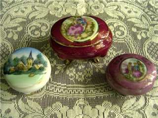   trinket boxes with courting couples and church fine china of japan