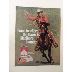 com Marlboro Red Or Longhorn filter Cigarettes,1971 print ad (cowboy 