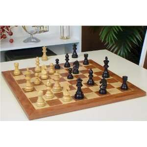 German Staunton Chess Set in Ebonized Boxwood & Boxwood with Mahogany 