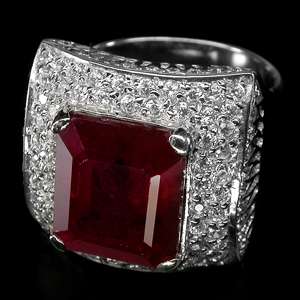    TOP AAA BLOOD RED RUBY,SAPPHIRE 925 SILVER RING SZ 8.0  