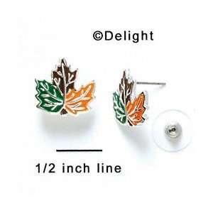  F1139 tlf   Enamel Fall Leaf   Post Earrings (1 Pair 