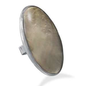  Long Oval Black Lip Shell Fashion Ring Adjustable Sizing Jewelry