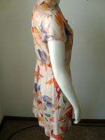 100% Silk Floral Print Womens Italian Dress Size Sz M  