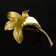   Brooch Pin COSTUME Jewelry GOLD TONE Signed FLOWER Art Goldtone  
