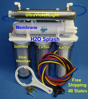   /150gpd RO+DI+UV Reverse Osmosis System Water Filter Clear H2O Splash