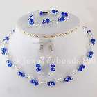 Blue Clear Crystal Necklace Bracelet Earrings FG3732  