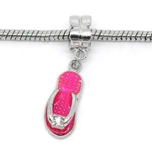 com Divine Beads Pink Enamel Beach Sandal / Flip Flop with rhinestone 
