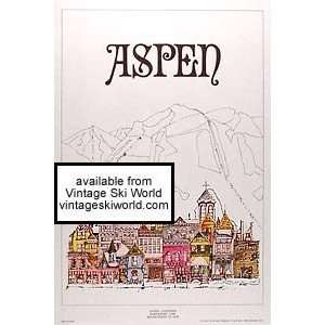  Aspen Town Original Poster   24 x 33.5 inches