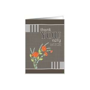  Thank You, Colorful Flowers on gray background Card 