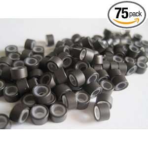  75 PCS 5mm Dark Brown Silicone Lined Micro Links Rings Beads 