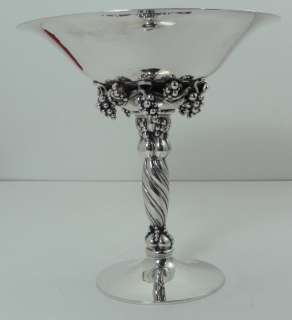 GEORG JENSEN STERLING SILVER COMPOTE WITH GRAPE CLUSTERs  