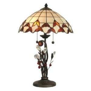  Dale Tiffany Clear Crystal and Amber Art Glass Table Lamp 