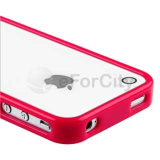 Bumper Red Shinny Gel Rubber Skin Case Cover+PRIVACY FILTER for iPhone 