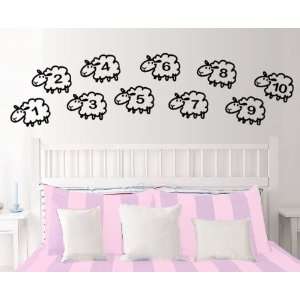  StikEez Black Counting Sheep Numbered 1 10 Fun Wall Decal 