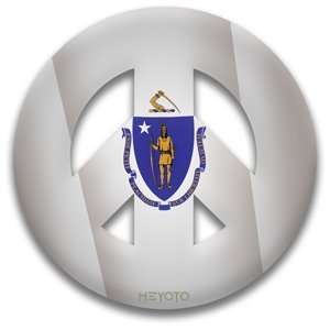  Peace Symbol Removable Sticker of Massachusetts Flag 