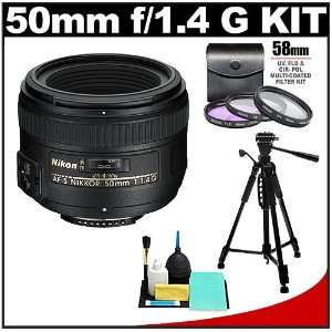  Nikon 50mm f/1.4G AF S Nikkor Lens with 3 UV/FLD/CPL 