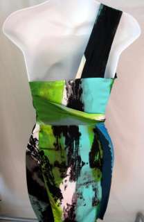 BLACK HALO NWT $349 Silk Hazel Color Splash Pocket Dress 4  
