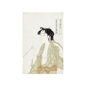  Portrait Of A Woman Smoking by Kitagawa Utamaro. size 10 