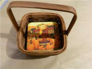 Primitive Coasters in Handled Basket Set  