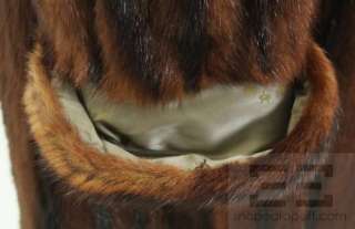 Designer Red Brown & Black Stripe Mink Fur 3/4 Length Swing Coat 