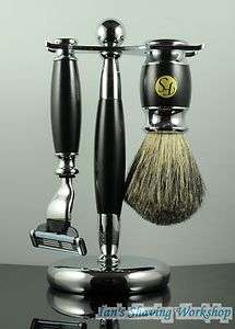 Shaving Set, Mixed Badger Hair Shaving Brush, Metal Stand n Mach 3 