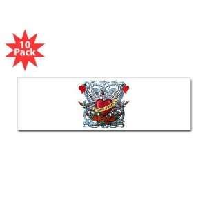 Bumper Sticker (10 Pack) Love Hurts with Sword Heart Thorns and Roses