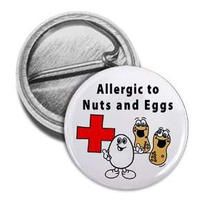 Allergies to NUTS and EGGS Medical Alert 1 inch Mini Pinback Button 