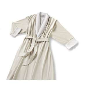 Luxurious Microfiber Robe Eggshell With White Shawl Collar 85% Poly 15 
