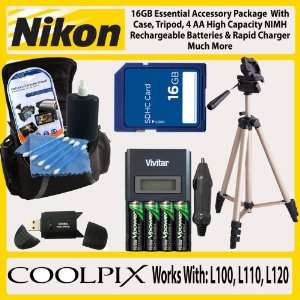  16GB Essential Accessory Package For Nikon Coolpix L110 L120 