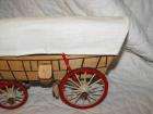 VINTAGE LARGE WOOD CONESTOGA COVERED WAGON TOY MODEL Red & White 