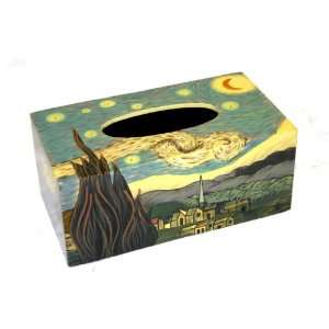 Coromandel STARRY NIGHT Hand Carved,Hand Painted Wooden Tissue Box 10 