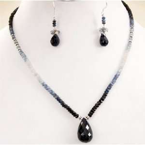  Single Strand Trendy Natural Faceted Shaded Sapphire Drop 