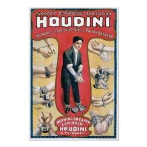  Houdini Vintage Handcuff Escape Artist Print
