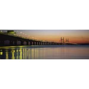 Second Severn Crossing at Dusk from English Side, River Severn 