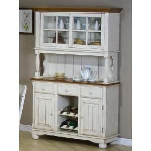 Country Look Buffet/Hutch in Cream/Pine Finish Coaster China Cabinets 