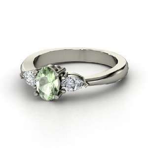  Alma Ring, Oval Green Amethyst Sterling Silver Ring with 