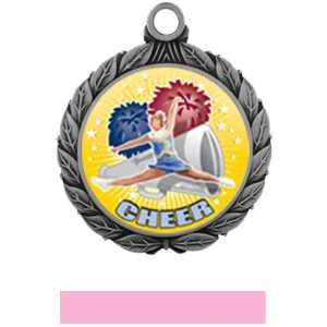  Cheer HD Insert Medal M 8501 SILVER MEDAL / PINK RIBBON 2 