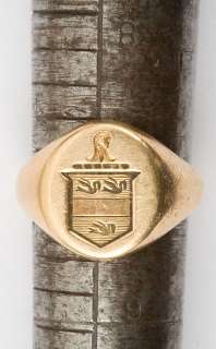   TIFFANY & CO 14K SOLID GOLD SIGNET FAMILY CREST RING COAT OF ARMS