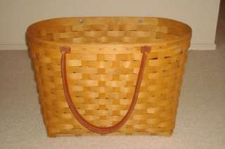 2002 Longaberger Large Boardwalk Basket With Leather Handles VGC 