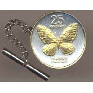 Philippines 25 Sentimos Butterfly Two Tone Gold on Silver World Coin 