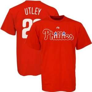   Utley Philadelphia Phillies Red Name and Number T Shirt by Majestic
