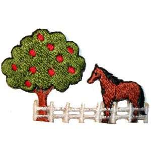  Lot of 2 Horse w/ Tree Farm Embroidered Patches C090 