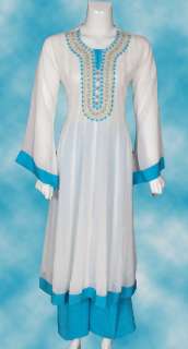 Women Shalwar Kameez Party Dress Pakistani Indian White  