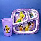 DISNEY TINKERBELL KIDS DINING SQUARE PLATE AND TUMBLER