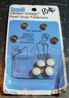 Rare Vtg. SCOVILL CLINTON GRIPPER PEARL SNAP FASTENERS  